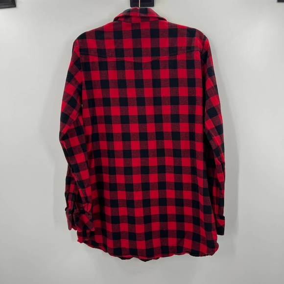 Matchstick Buffalo Red Black Flannel Button Front Shacket Women's Medium - Picture 6 of 7